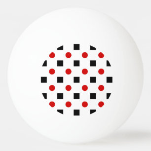 Balle De Ping Pong Black Squares Red Polka Dots