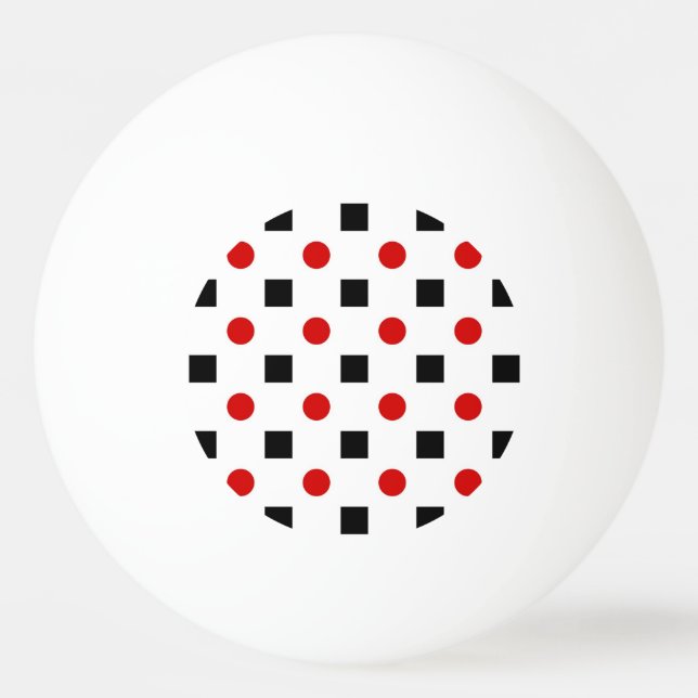 Balle De Ping Pong Black Squares Red Polka Dots (Devant)