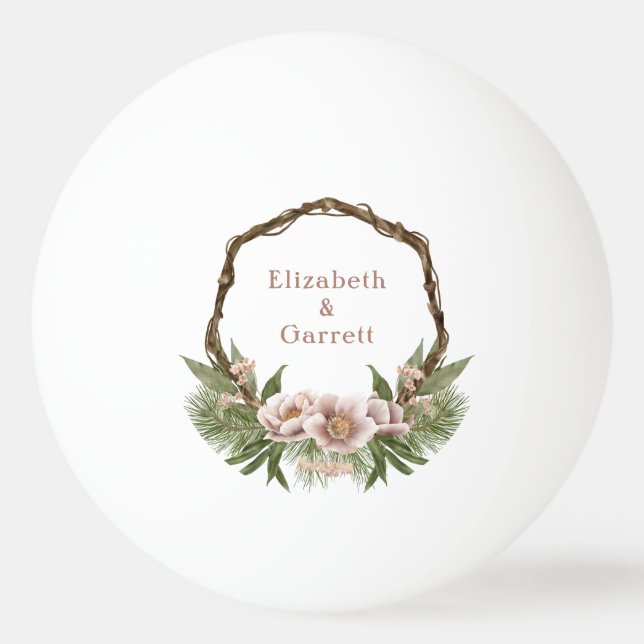 Balle De Ping Pong Boho Floral Twig Mariage de couronne (Devant)