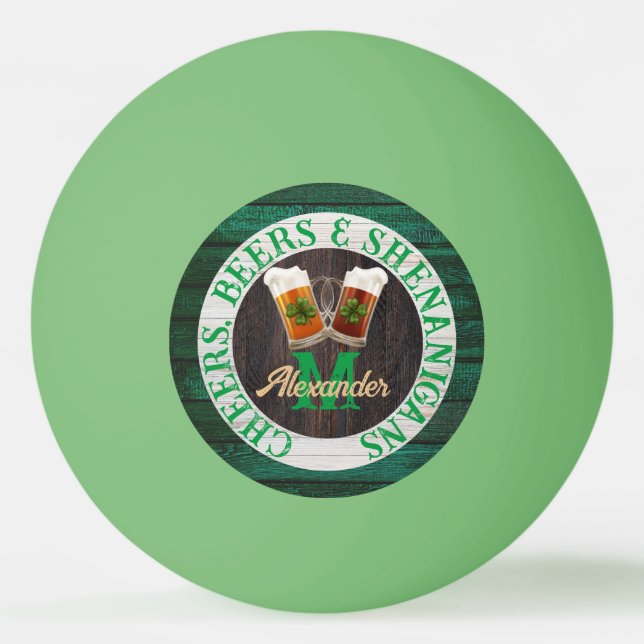 Balle De Ping Pong Bois rustique Cheers Bières Shenanigans (Devant)