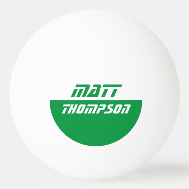 Balle De Ping Pong boule avec nom vert (Devant)
