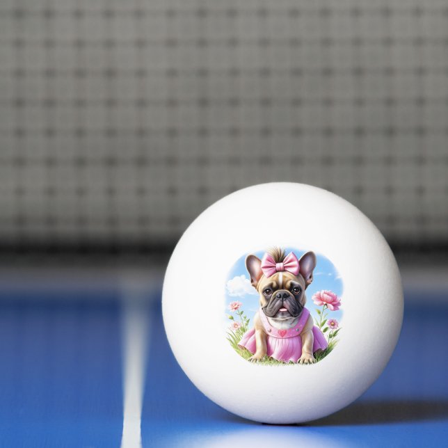 Balle De Ping Pong Bouledogue français Fleurs Bouledogue français (Filet)