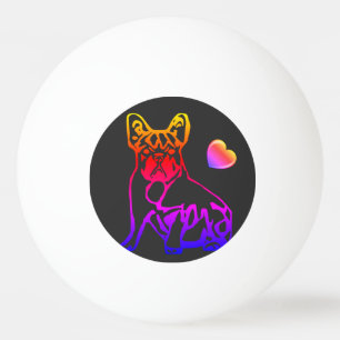 Balle De Ping Pong Bouledogues français avec cœur French Bulldog