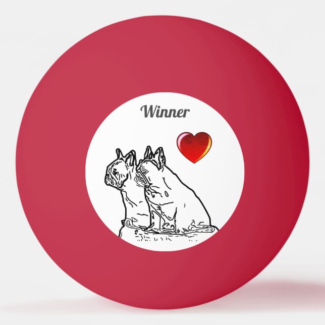 Balle De Ping Pong Bouledogues français avec cœur French Bulldog (Devant)