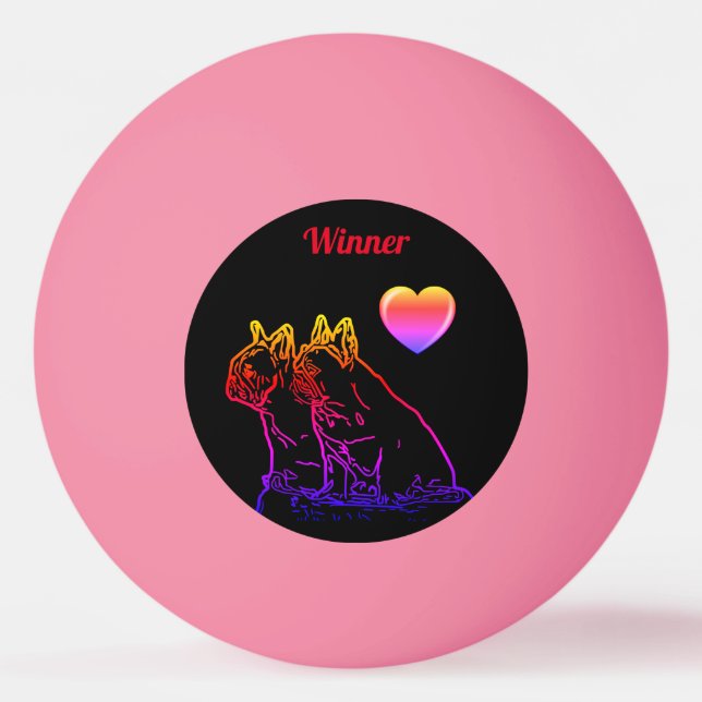 Balle De Ping Pong Bouledogues français avec cœur French Bulldog (Devant)