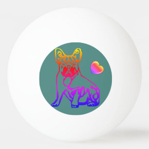 Balle De Ping Pong Bouledogues français avec cœur French Bulldog