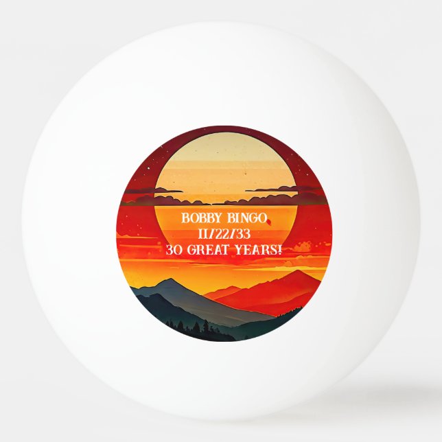 Balle De Ping Pong BOUT RED SUNSET Design (Devant)