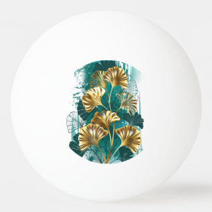 Balle De Ping Pong Branche avec Feuilles d'or Ginko Biloba