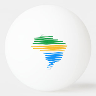 Balle De Ping Pong Brésil carte frontière avec drapeau brésilien coul