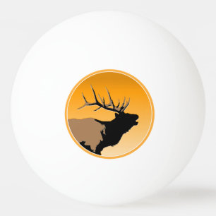 Balle De Ping Pong Brouillonnant Bull Elk au coucher du soleil Art or