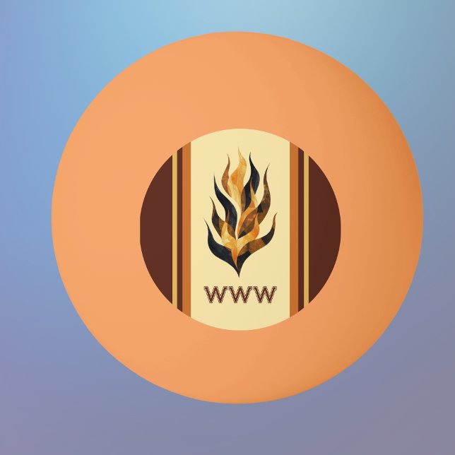 Balle De Ping Pong Brown Stripes and Orange Dragon Flames Monogram (Créateur téléchargé)