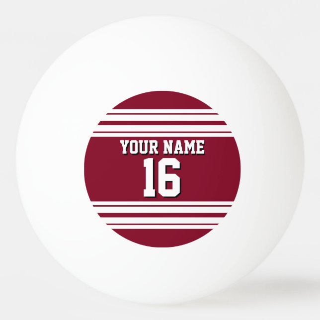 Balle De Ping Pong Burgundy White Team Jersey Custom (Devant)