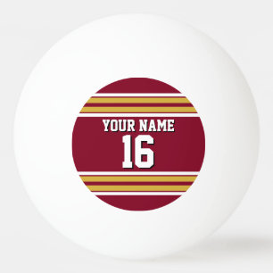 Balle De Ping Pong Burgundy with Gold White Stripes
