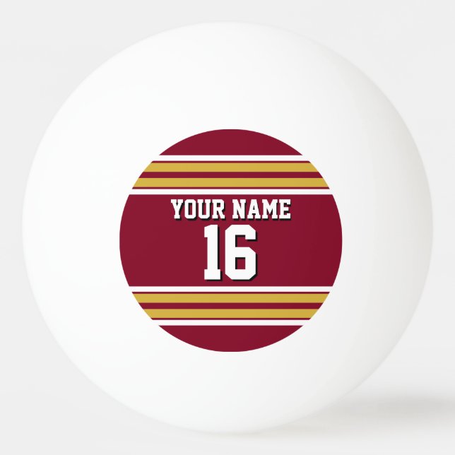 Balle De Ping Pong Burgundy with Gold White Stripes (Devant)