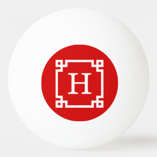 Balle De Ping Pong Cadre de clé grecque blanche rouge #2 Monogramme i