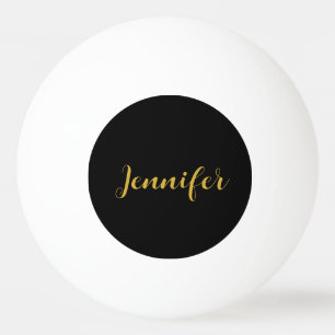 Balle De Ping Pong Calligraphie minimaliste moderne Nom Black Gold