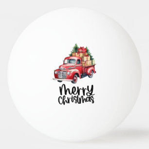 Balle De Ping Pong Camion rouge avec sapin de Noël pour joueur de pin