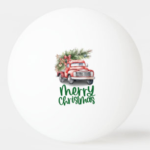 Balle De Ping Pong Camion rouge avec sapin de Noël pour joueur de pin
