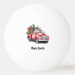 Balle De Ping Pong Camion rouge avec sapin de Noël pour joueur de pin