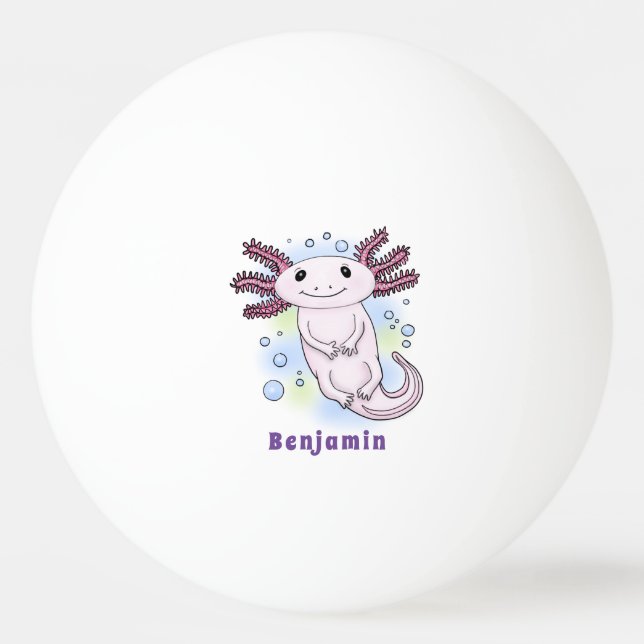 Balle De Ping Pong Caricature axolotl rose adorable (Devant)