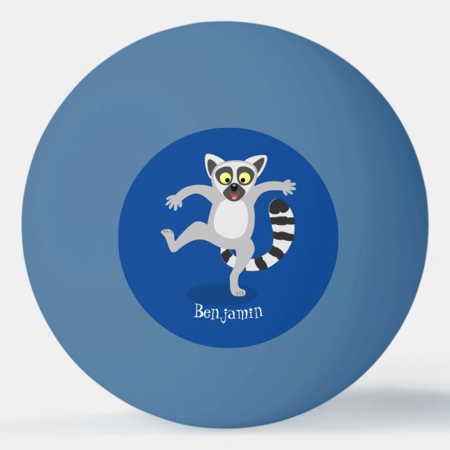 Balle De Ping Pong Caricature de danse lémurienne en anneau mignon (Devant)