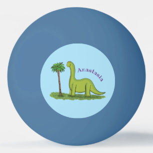 Balle De Ping Pong Caricature de dinosaure de brontosaurus vert migno