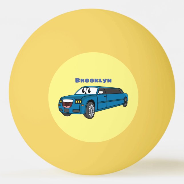 Balle De Ping Pong Caricature de la Limousine bleu mignonne (Devant)