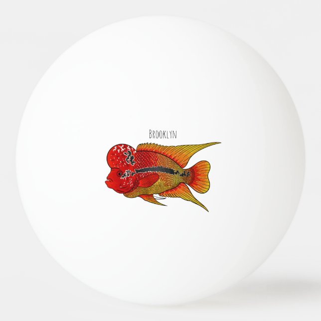 Balle De Ping Pong Caricature de poisson cichlide à fleur (Devant)
