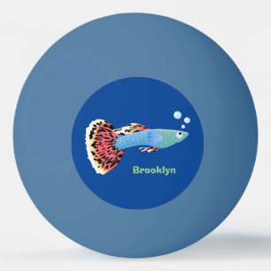 Balle De Ping Pong Caricature de poisson tropical guppy très chic