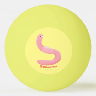 Balle De Ping Pong Caricature de vers de terre rose joli