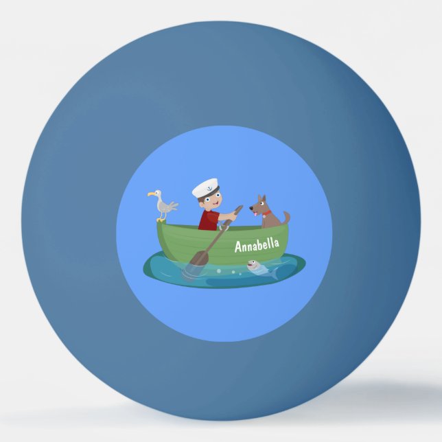 Balle De Ping Pong Caricature de voilier et de canot à rames garçon m (Devant)