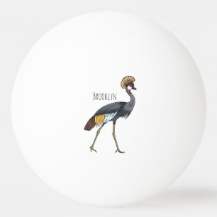 Balle De Ping Pong Caricature d'oiseau de grue couronné gris