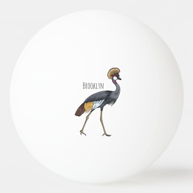 Balle De Ping Pong Caricature d'oiseau de grue couronné gris (Devant)