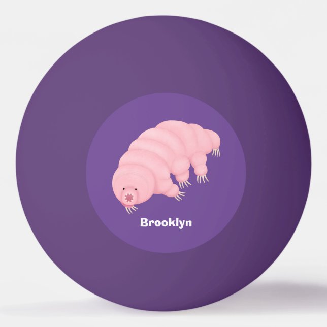 Balle De Ping Pong Caricature d'ours d'eau tardigrade rose mignon (Devant)