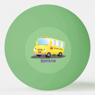 Balle De Ping Pong Caricature du bus scolaire jaune joyeux