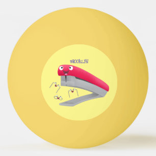 Balle De Ping Pong Caricature en agrafeuse rouge pâle