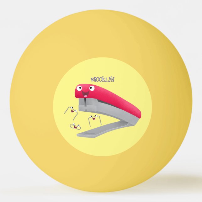 Balle De Ping Pong Caricature en agrafeuse rouge pâle (Devant)