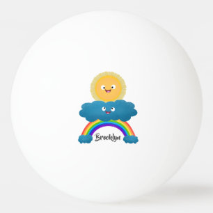 Balle De Ping Pong Caricature en arc-en-ciel du joyeux nuage de solei