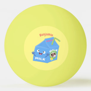 Balle De Ping Pong Caricature en carton de lait joyeux