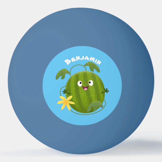 Balle De Ping Pong Caricature joli et souriant de pastèque (Devant)