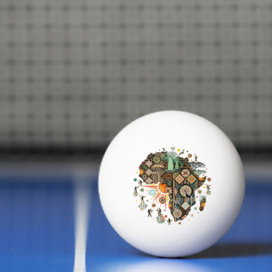 Balle De Ping Pong Carte d'Afrique Éléments Tribaux Décoratifs Motif