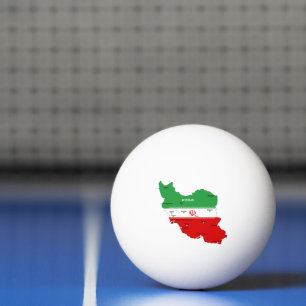 Balle De Ping Pong Carte de l'Iran avec drapeau et emblème