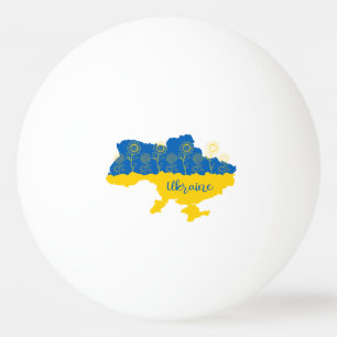Balle De Ping Pong Carte de l'Ukraine avec tournesol et drapeau ukrai