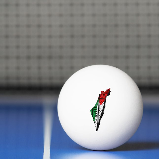 Balle De Ping Pong Carte de Palestine avec drapeau et Motif Keffiyeg (Filet)