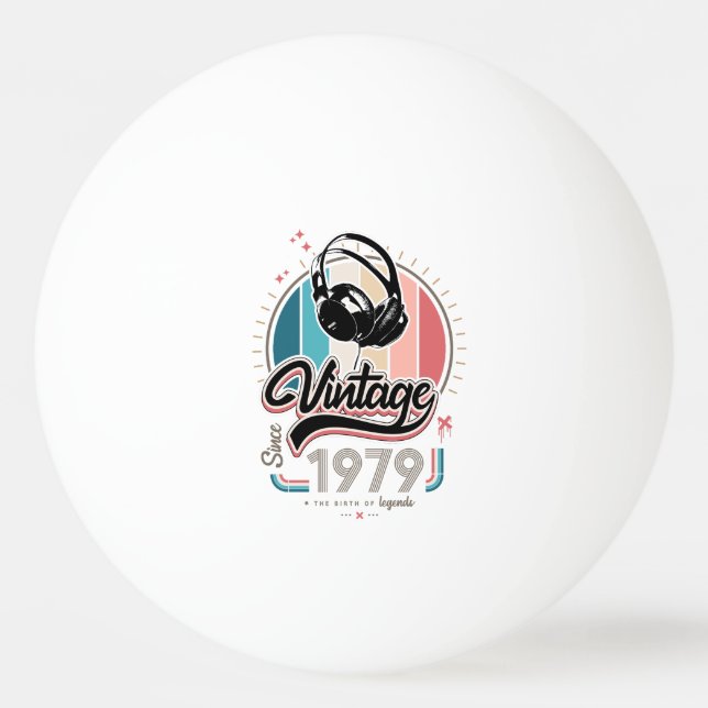 Balle De Ping Pong Casques vintages depuis 1979 (Devant)