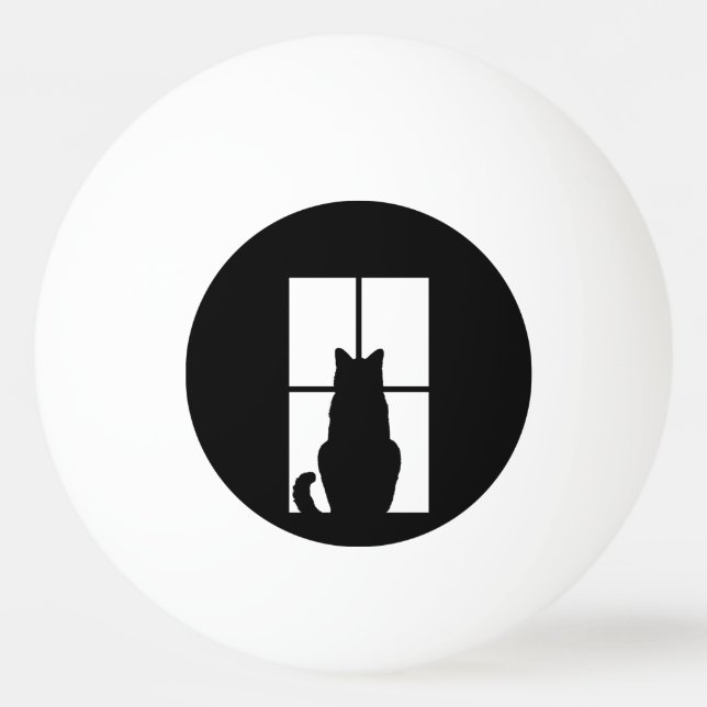 Balle De Ping Pong Cat noir Cliquez pour Customiser la fenêtre de cou (Devant)