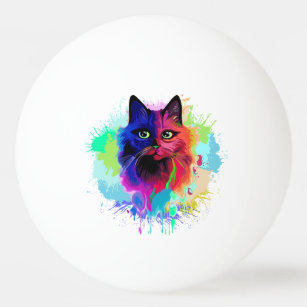 Balle De Ping Pong Cat Trippy Psychedelic Pop Art