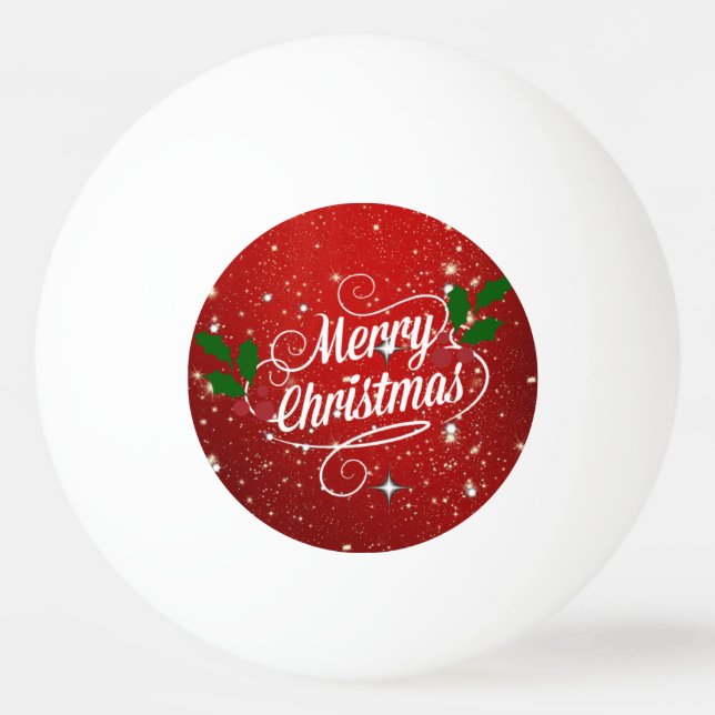 Balle De Ping Pong Célébration rouge, Joyeux Noël (Devant)