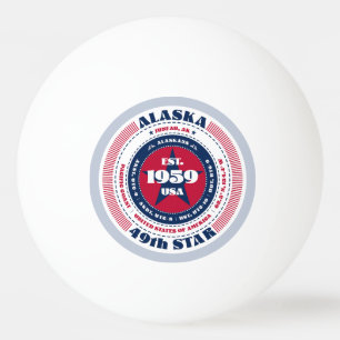 Balle De Ping Pong Cercle d'Alaska rouge, blanc et bleu