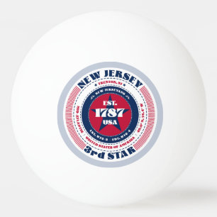 Balle De Ping Pong Cercle du New Jersey rouge, blanc et bleu